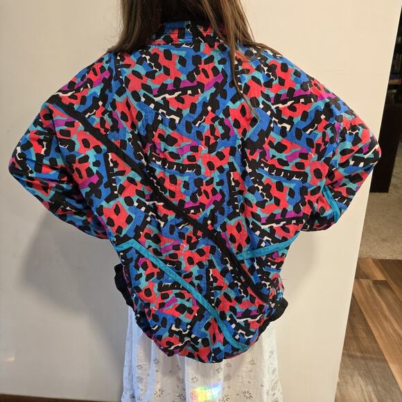 80s 90s Aviat Sportif Windbreaker Track Suit Zip Vintage Purple Blue Jacket XL - Picture 2 of 8